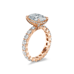 Bague de fiançailles, de mariage et d'anniversaire de luxe Alessandra en or massif 14 carats avec diamant taille ovale personnalisé - Product Image 2