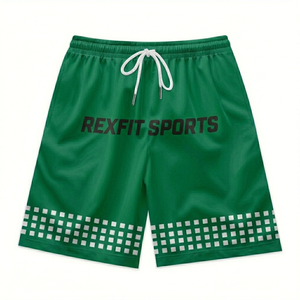 REXFIT SPORTS กางเกงขาสั้นออกกำลังกายสีชมพูสำหรับผู้ชาย ผลิตตามสั่ง พิมพ์โลโก้ เหมาะสำหรับการฝึกซ้อม วิ่ง และฟิตเนส - Product Image 3