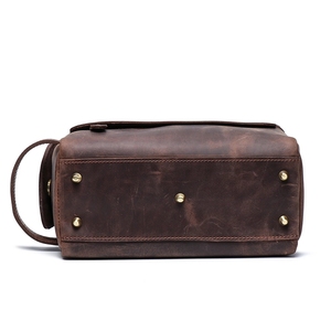 Factory Custom LOGO Personalized Leather Toiletry Bag Mens Cosmetic Bags Travel Kit Dopp Bag Leather Wash <b>Pouch</b> for <b>Man</b>. - Product Image 3