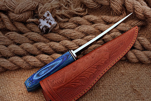 Handmade Stainless Steel Fillet <b>Knife</b> With Wood <b>Handle</b> Fishing Processing <b>Knife</b> with Leather Sheath - Product Image 5