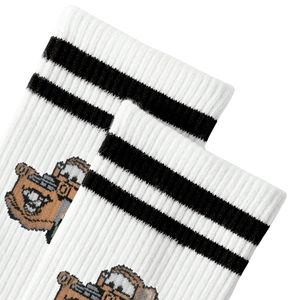 Chaussettes hautes en coton/élasthanne tricotées de haute qualité, respirantes, à séchage rapide, fines, côtelées, avec logo jacquard sublimé personnalisé, faible MOQ - Product Image 5