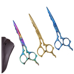 Ciseaux de coiffure professionnels pour salon de beauté, en acier inoxydable à haute teneur en carbone, pour droitiers, 28 dents, manche moyen, ciseaux de barbier - Product Image 1