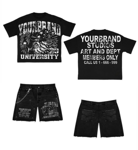 Ensemble de survêtement sportif pour homme en coton 100% de haute qualité, t-shirt et short en mesh, ensemble court d'été en 2 pièces - Product Image 1