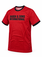 BAGGA & SONS INTERNATIONAL T-shirt rouge à manches courtes pour homme, col rond, bordure contrastée, style décontracté, coupe régulière