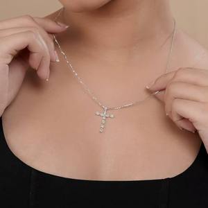 Pendentif Croix en Moissanite Taille Poire et Diamant, Argent Sterling 925, Bijoux Fins, Breloques pour Cérémonies Religieuses et Amis - Product Image 6