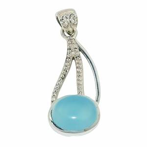 Pendentif en calcédoine véritable, en argent Sterling 925 massif, collier ovale en pierres précieuses, bijoux pour femmes, cadeau élégant - Product Image 1