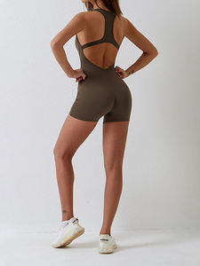 Women's Yoga Jumpsuit Four Way Stretch Breathable Quick Dry Lightweight Knee Length Sleeveless Gym Wear Women <b>Bodysuit</b> - Product Image 2