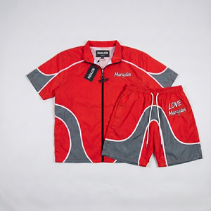 Conjunto Deportivo Cortavientos para Hombre 2026, 2 Piezas, Pantalones Cortos de Algodón, Manga Larga, Estilo Urbano, Estampado Sólido, Ligero - Product Image 1