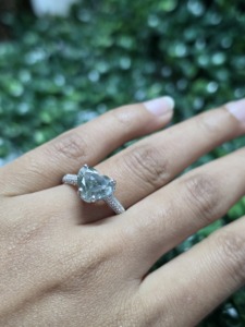 Luxury Heart Shape Diamond <b>Ring</b> with Diamond Pave Band Elegant 18K Gold Plated <b>Engagement</b> <b>Ring</b> for Women Anniversary Wedding - Product Image 3