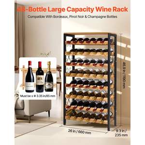 8-Tier 48-Bottle Wine Rack <b>Freestanding</b> Wood Table Top Display for <b>Kitchen</b> Pantry Dining Living Room Black Storage Shelves - Product Image 2