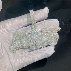 Pendentif Lettre S925 en Argent Sterling Sertie de Moissanite, Breloque Plaqué Rhodium avec Micro-Incrustation, Bijou Prénom - Product Image 2