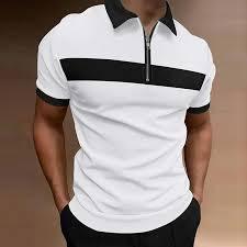 T-shirt Polo Homme 100% Coton Nouveau Imprimé 3D à Fermeture Éclair Anti-Plis Uni Manches Courtes Loisirs - Product Image 3