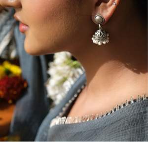 Meera Jaipur Vintage <b>Fine</b> <b>Hoop</b> Silver <b>Earrings</b> for Women - Product Image 5
