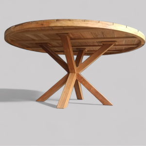 Table à manger ronde en teck avec un style moderne et en bois naturel pour la décoration de la maison - Product Image 4