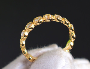 Classic S925 Sterling Silver 18K Gold Plated Peridot Gemstone Eternity Band <b>Ring</b> Bezel Setting Unisex Everyday Wear Fine Jewelry - Product Image 4