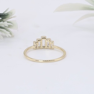 Anillo de Corona con Diamantes Cultivados en Laboratorio, Estilo Baguette, Banda de Media Eternidad con Racimo Escalonado, Anillos Apilables de Oro para Boda y Fiesta, Joyería Fina para Mujer - Product Image 3
