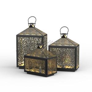 Decoración Interior Moderna, Diseño de Bosque de Ciervos, Portavelas de Hierro Cortado con Láser, Faroles Colgantes Decorativos, Decoración Navideña - Product Image 1