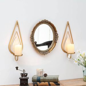 Set of 2 Modern Gold Teardrop <b>Wall</b> <b>Candle</b> Holders Decorative Metal <b>Sconce</b> <b>Candle</b> Stand <b>for</b> Living Room Bedroom Hallway - Product Image 5