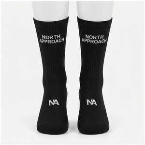 North Approach Crew <b>Socks</b> <b>Black</b> Letter Print Breathable Adults Spring Casual <b>Socks</b> - Product Image 1