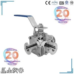 Vanne à boisseau sphérique manuelle multi-ports de 1/2 pouce avec joint PTFE, disponible en OEM et ODM, température de service -20°C à 200°C - Product Image 6