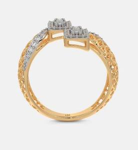 แหวนค็อกเทลทรงเรขาคณิต ชุบทองคำแท้ 14K เพชรเพาะเลี้ยงทรงเหลี่ยมมรกต ประดับเพชรแบบ Pave Setting รับรองโดย IGI สำหรับทั้งชายและหญิง เหมาะสำหรับงานหมั้น สไตล์ฮิปฮอป - Product Image 4