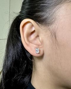 Radiant Cut Cubic Zirconia Stud Earrings in Sterling Silver <b>Rectangular</b> Solitaire <b>Basket</b> Set Fine Jewelry for Women - Product Image 1