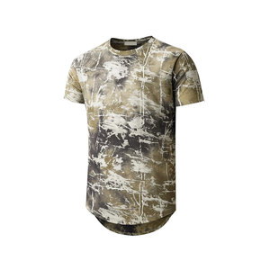 T-shirt à manches courtes pour homme, col rond, coupe classique, tricoté, longueur longue, motif tie-dye bleu et noir - Product Image 2