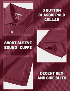 Polo de Manga Corta Color Granate para Hombre, de Secado Rápido, Tejido de Punto, Estilo Golf, Corte Regular - Product Image 6