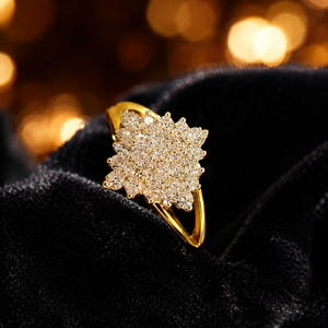 Luxury 14K <b>Gold</b> Floral Cluster <b>Ring</b> with Sparkling CZ Stones Elegant Bridal Party Wear Jewelry for Women - Product Image 3