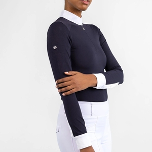 High Quality 4way Stretch Horse Riding Equestrian Shirt Top <b>Base</b> <b>Layer</b> Competition Show Shirt Polo in Soft Feel Technical Fabric - Product Image 1