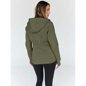 Vente en gros de sweats à capuche mode unis, personnalisables avec logo, coupe ample, grandes tailles, zippés, pour femme, avec poches - Product Image 4