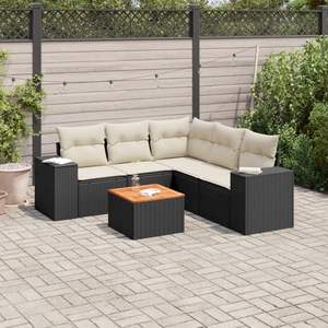 Ensemble de canapés de jardin modulaires en rotin PE noir, 6 pièces, meubles de jardin élégants et durables - Product Image 1