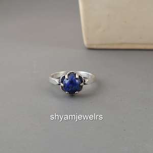 Vintage 925 Sterling Silver Natural Amethyst <b>Ring</b> | Round Cabochon Purple Gemstone Boho & Hippie Style Bezel Set Unisex <b>Ring</b> - Product Image 1