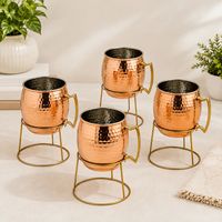 Ensemble de 4 mugs en cuivre, design moderne, réutilisables, étanches, à double paroi isolée, design solide, pour cadeau, fête, usage quotidien