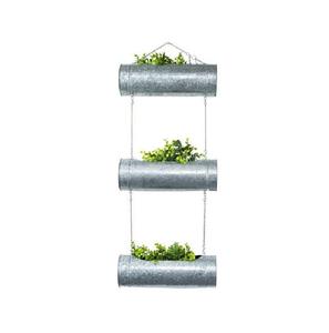 Ensemble de 2 jardinières murales demi-rondes en métal galvanisé chic, modernes, pour intérieur et extérieur, à suspendre, à prix économique - Product Image 3