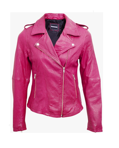<b>Women's</b> Cow Skin Knitted Moto <b>Jacket</b> Customized Color Solid Color Full Sleeve Zipper Closure Regular Length Anti-Wrinkle Cotton - Product Image 1