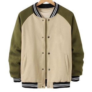 Chaqueta de Invierno Personalizable de Primera Calidad para Hombre, Estilo Letterman, Casual, Resistente al Viento, Transpirable, de Algodón/Lana, con Cuello Alto y Logotipo Frontal, Color Sólido - Product Image 1