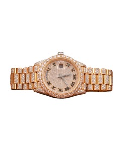 Luxury Moissanite Yellow Gold Round Cut Diamond Watch for Men Watch Roman White Dial Best Wedding And Party Style Wrist watch - Product Image 1