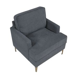 Fauteuil d'appoint moderne et confortable en chenille grise avec pieds en métal finition dorée, en contreplaqué durable pour salon - Product Image 4