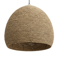 Lampe suspendue en forme de dôme en jonc de mer naturel tissé à la main, style bohème rustique, abat-jour minimaliste de luxe pour plafond, Noël, Pâques