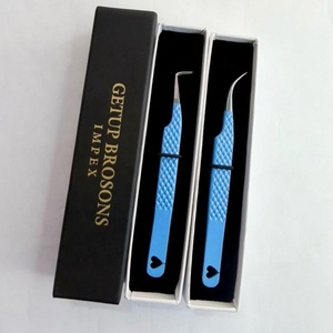 Pince à épiler pour cils GETUP BROSONS en acier inoxydable, courbure à 90 degrés, pointe lisse, outil de précision, emballage en boîte - Product Image 3
