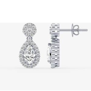Moissanite 2CT Pear Cut Diamond Halo <b>Dangle</b> Drop <b>Earrings</b> For Women's 925 <b>Sterling</b> <b>Silver</b> Fine Jewelry For Anniversary Gift - Product Image 2