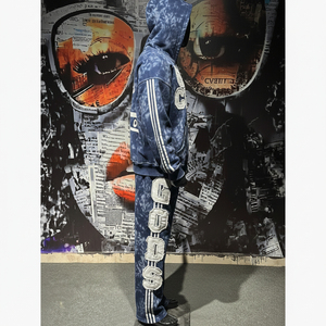 <b>Top</b> Quality <b>Distressed</b> Embroidery Streetwear Trending 100% Cotton Flared Breathable Heavyweight Adults Tracksuit - Product Image 4