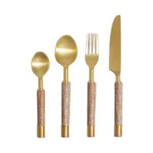 Ensemble de couverts plaqués or Royal Design, ensemble de couverts en métal, design moderne, couverts en acier inoxydable, finition miroir, durable, cuisine - Product Image 2