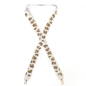 White Leopard Print Polyester <b>Bag</b> <b>Strap</b> With Metal Hook Adjustable Fashionable <b>Replacement</b> <b>Straps</b> - Product Image 1