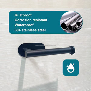 Modern Simple Style Hotel Shower Bathroom Hardware Set Matte Black Self Adhesive Wall Mounted <b>Towel</b> <b>Bar</b> Set <b>Towel</b> Rack Set - Product Image 5