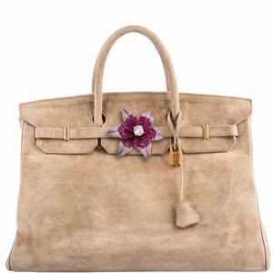 Breloque de sac Fleur Violette en Moissanite Argentée, Bijou de Sac à Main, Clip Floral pour Sac, Pendentif Porte-clés Scintillant, Accessoire en Moissanite Argentée - Product Image 2