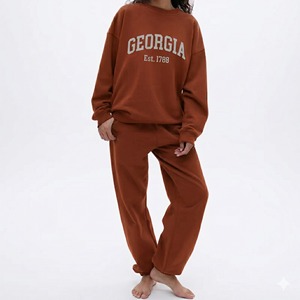 Ensemble de survêtement pour femme, ensemble de jogging respirant en coton 100% molleton, ensemble deux pièces, tenues écologiques, vente en gros - Product Image 6