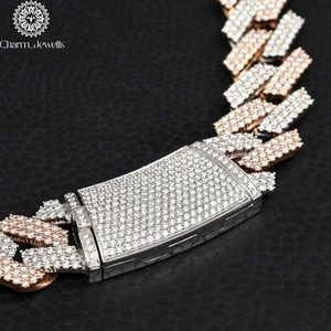 สร้อยคอผู้ชาย Charm Jewells ประดับโมอิสซาไนต์ เงินแท้ 925 ชุบทอง 14K พร้อมสายเชื่อมแบบโซ่ รับรองโดย IGI สไตล์ฮิปฮอป ทรงบริลเลียนต์คัท หรูหรา - Product Image 2