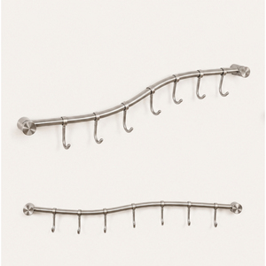 Modern Stainless Steel Wall Mounted Kitchen Rail with Sliding <b>Hooks</b> Utensil Hanging Rack for Pots Pans and Mugs In Low Price - Product Image 3